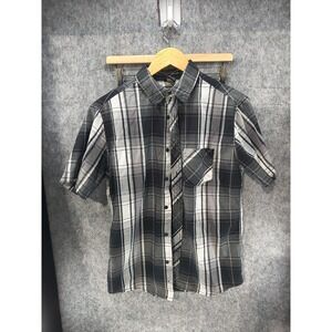 Tony‎ Hawk Short Sleeve Button Up Shirt Men's Size S Black Plaid
